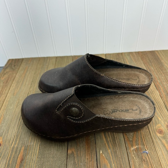 Flexus Clogs Size 38 Brown Anatomic Slip-on Casual Fall Comfort Shoes Women - Picture 5 of 9